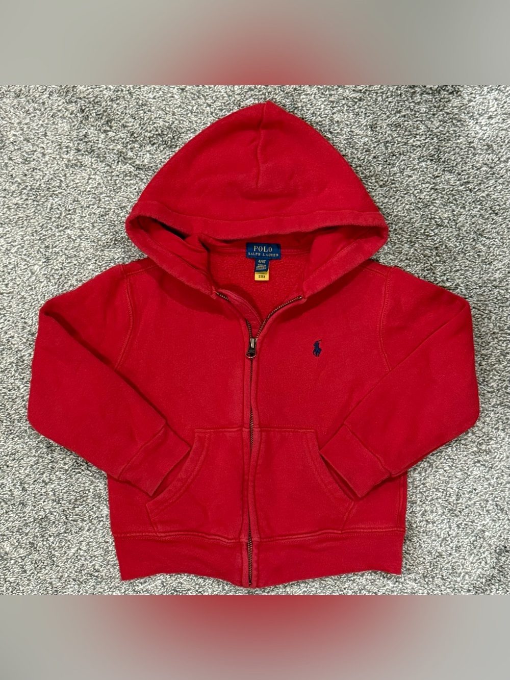Polo by Ralph Lauren Red Kids Zip Hoodie with Embroidered Pony